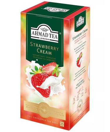Ahmad Tea Black tea Strawberry Cream 2pcs 25 Pack. Strawberries with cream - Buy Online on GoSupps.com