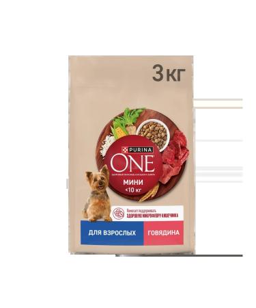 PURINA ONE Feed for adult dogs of small breeds beef and rice 3 kg - Buy Online on GoSupps.com
