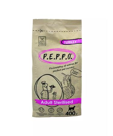 Dry food for sterilized cats Peppo turkey 0.4 kg - Buy Online on GoSupps.com