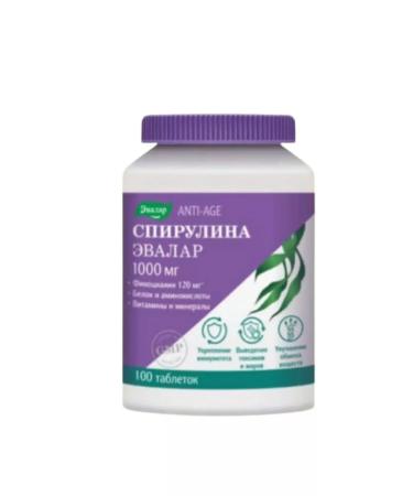 Evalar Spirulina 1000mg 100 TAB TPO 1.1G-3UP - Buy Online on GoSupps.com