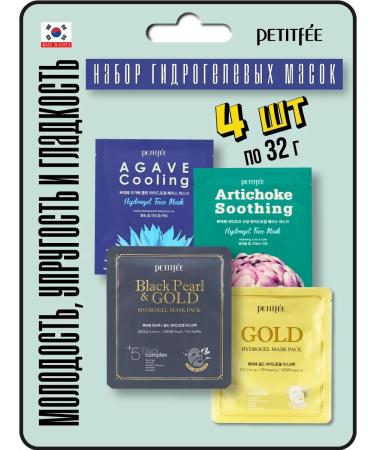 Petitfee Coiling hydrogel masks for the face set 4 pcs Korea