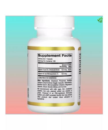 California Gold Nutrition Vitamins D3 and K2 180 capsules - Buy Online on GoSupps.com