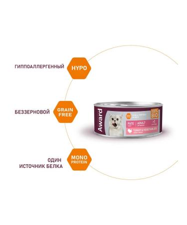 AWARD Wet feed for cats turkey vegetables paste 100 g 16 pcs - Buy Online on GoSupps.com