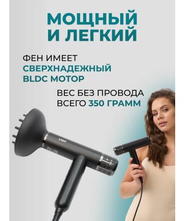 VGR Hair hair dryer with nozzles black - Buy Online on GoSupps.com
