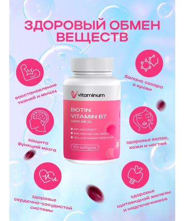 Vitaminum BIOTIN B7 N 5000 mcg Biotin Vitamin B7 H 120 pcs - Buy Online on GoSupps.com