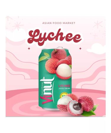 Vinut Drink is not carbonated with juice Lichi 330 ml 6 pcs - Buy Online on GoSupps.com