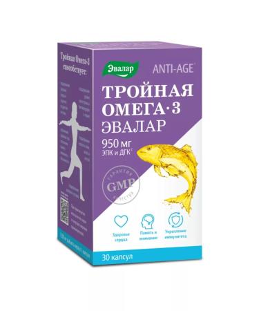 Evalar Anti-Age triple omega 3 capsules 30 pcs - Buy Online on GoSupps.com