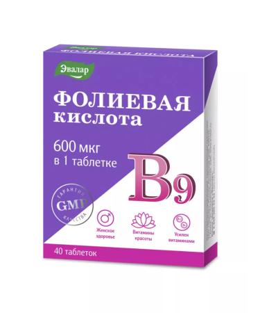 Evalar Folic acid with vitamins B12 and B6 tablets 220 mg 40pcs - Buy Online on GoSupps.com