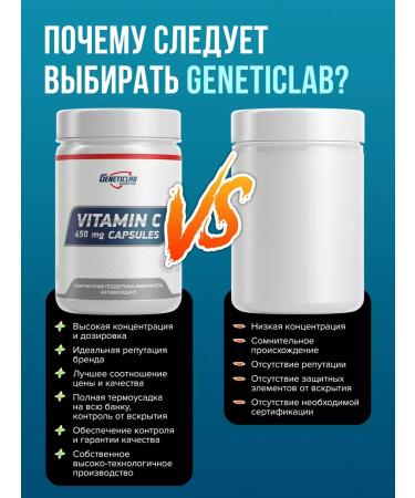 GENETICLAB Vitamin C ascorbic acid 60 capsules - Buy Online on GoSupps.com