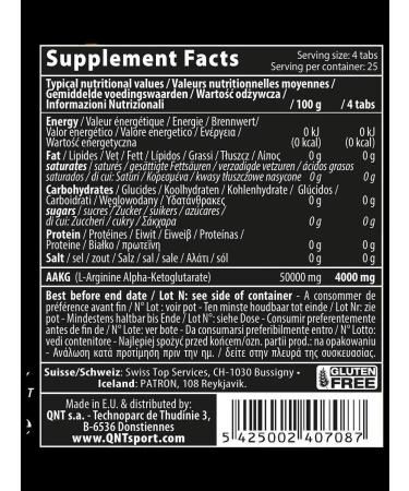QNT Arginine AAKG 4000 (100 tab) - Buy Online on GoSupps.com