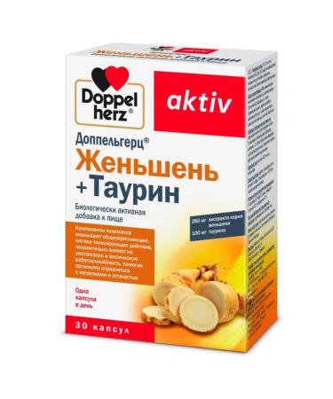 Doppelherz Ginseng + taurin capsules 920 mg 30 pcs - Buy Online on GoSupps.com