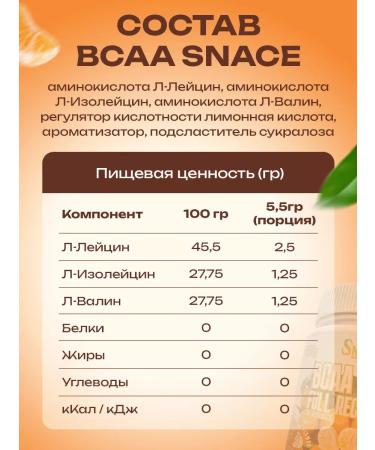 Snace BCAA BCAA for recruiting muscle mass Mandarin - Buy Online on GoSupps.com