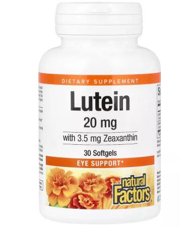 Natural Factors LUTEIN 20 Mg 30 Softgels 3.5 Zeaxanthin - Buy Online on GoSupps.com