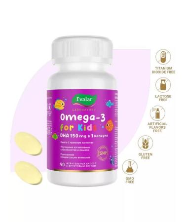 Evalar Omega-3 Baby dgk 3+ Fruit 0.35g 90pcs - Buy Online on GoSupps.com