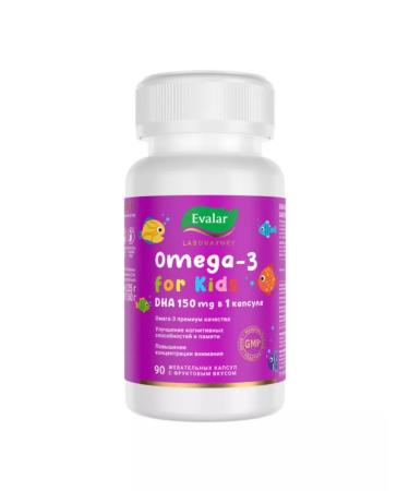 Evalar Omega-3 Baby dgk 3+ Fruit 0.35g 90pcs - Buy Online on GoSupps.com