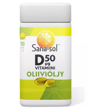 Sana Sol SANA-SOL Vitamin D 50 g olive oil 180 caps 61g - Buy Online on GoSupps.com