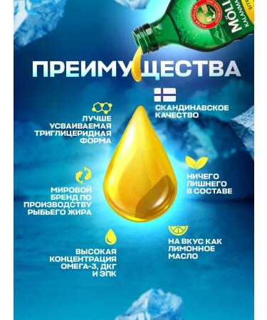 Finnish vitamins Omega 3 for children and adults 1000 mg with a lemon 250 ml - Buy Online on GoSupps.com