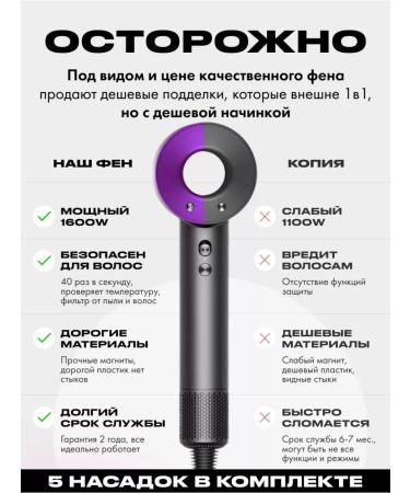 Fan Feng for a professional hair with 5 nozzles and ionization - Buy Online on GoSupps.com