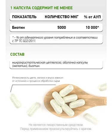 Food additives BIOTIN 5000 g vitamin B7 skin hair and nails 120 capsules - Buy Online on GoSupps.com
