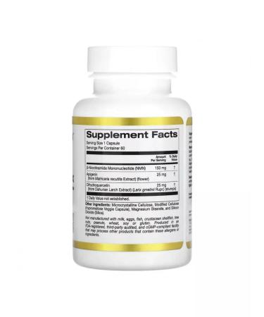 California Gold Nutrition NMN a complex with flavonoids 60 plant capsules - Buy Online on GoSupps.com