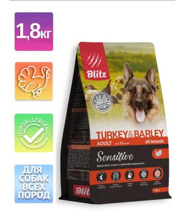 BLITZ Dog feed turkey and barley 1.8 kg
