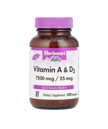 Bluebonnet Vitamin A and D3. 100 capsules
