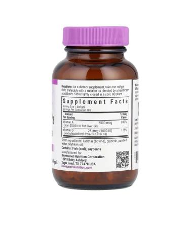 Bluebonnet Vitamin A and D3. 100 capsules - Buy Online on GoSupps.com