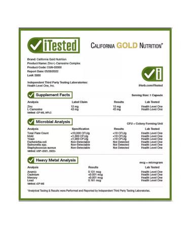 California Gold Nutrition CGN zinc-L-carnosine complex 90 capsules - Buy Online on GoSupps.com