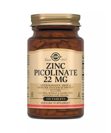 Solgar Picoline Zinc 22 mg 100 pcs - Buy Online on GoSupps.com