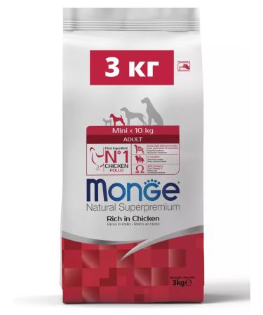 MONGE Mini Adult food for dogs of small breeds with chicken 3 kg - Buy Online on GoSupps.com