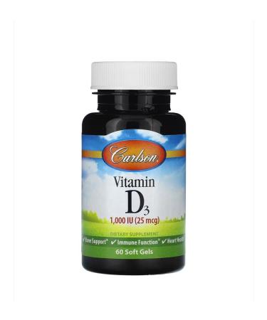 Carlson Labs Vitamin D3 1000IU - 60 capsules - Buy Online on GoSupps.com