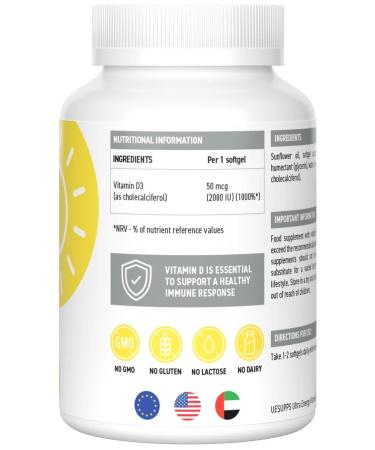 UltraSupps Vitamin D3 Ultrasapps Vitamin D3 2000 IU 180 gel. Capsul - Buy Online on GoSupps.com