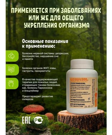 Mishina Apiary Ezhovik Channel mycelium in capsules 60 pieces 500 mg - Buy Online on GoSupps.com