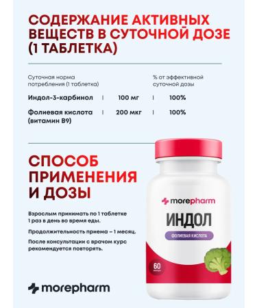 morepharm Indol 3 carbinol folic acid vitamin B9 2 packages - Buy Online on GoSupps.com