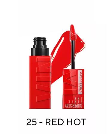 Maybelline New York Lipstick Superstay Vinyl Ink #25 Red-Hot