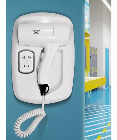 Puff Nast -wall hairdryer 1203V white 1.2 kW with socket 1405.033 - Buy Online on GoSupps.com