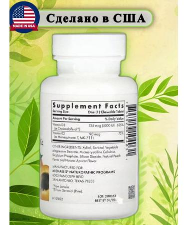 Michael's Naturopathic Vitamin D3 K2 5000iu vitamins D3 K2 90 capsules - Buy Online on GoSupps.com