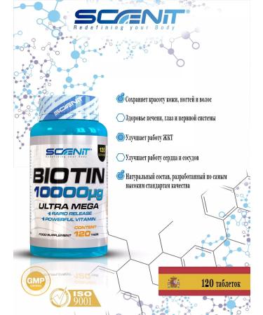 Scenit Nutrition Biotin 1000 vitamins Biotin DOUT 10 000 mcg 120 table - Buy Online on GoSupps.com