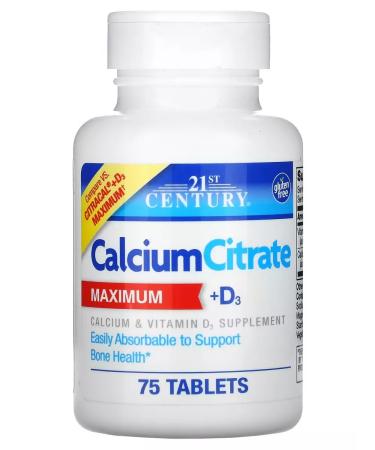 21st Century Calcium citrate and d3 75 tablets