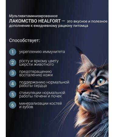 Healfort Vitamins for cats for wool and immunity cheese 60 tab - Buy Online on GoSupps.com