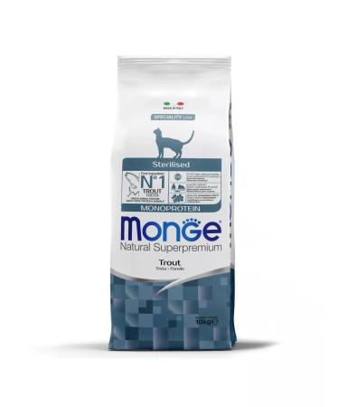 MONGE Dry food for sterilized cats with trout 10 kg - Buy Online on GoSupps.com