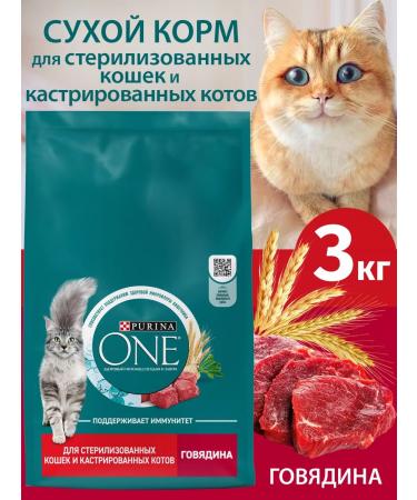 PURINA ONE Dry food for sterilized cats with beef 3 kg - Buy Online on GoSupps.com