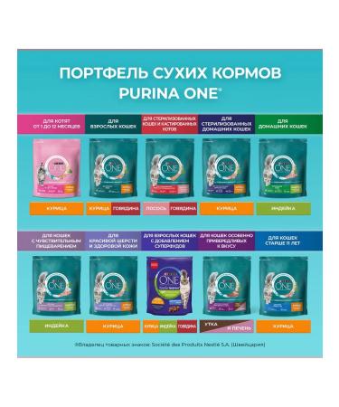 PURINA ONE Feed of dry sterilized cats salmon wheat wheat 0.75 kg 4 pcs - Buy Online on GoSupps.com