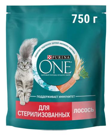 PURINA ONE Feed of dry sterilized cats salmon wheat wheat 0.75 kg 4 pcs - Buy Online on GoSupps.com