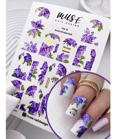 MUSE Nail Design Nail sliders flowers lilac