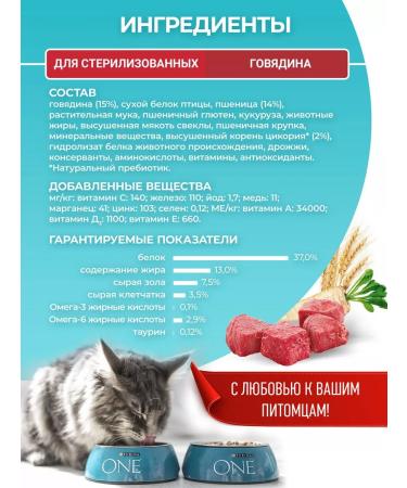 PURINA ONE Purinaone food for sterilized cats with beef 3kg - Buy Online on GoSupps.com