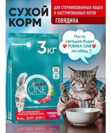PURINA ONE Purinaone food for sterilized cats with beef 3kg - Buy Online on GoSupps.com