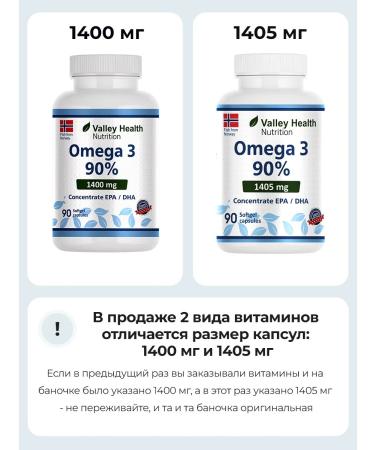 Valley Health Omega 3 capsules Norwegian raw materials Omega-3 90% - Buy Online on GoSupps.com