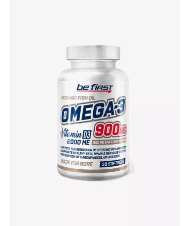 Be First Omega-3 900 Mg + Vitamin D3 2000 IU 30 capsules - Buy Online on GoSupps.com
