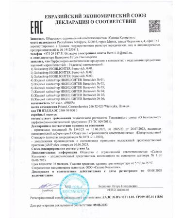 BERNOVICH Highlighter for the face with a mirror tone No. 03 pale pink - Buy Online on GoSupps.com